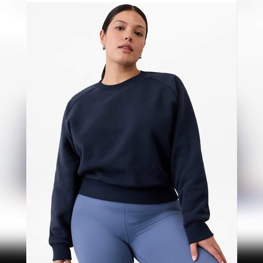 Athleta Forever Fleece Crewneck Sweatshirt Navy size XL Tall
